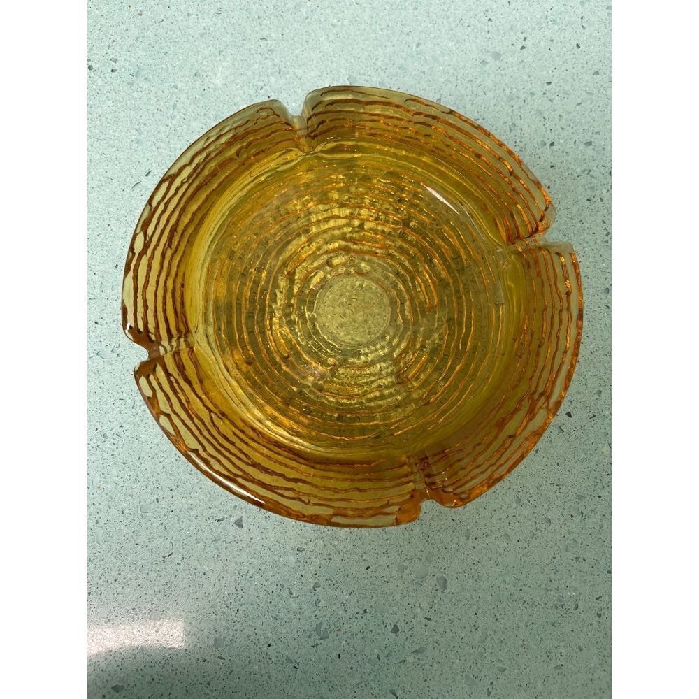 Anchor Hocking Vintage MCM Amber Ashtray Ridged One Size Soreno Clear